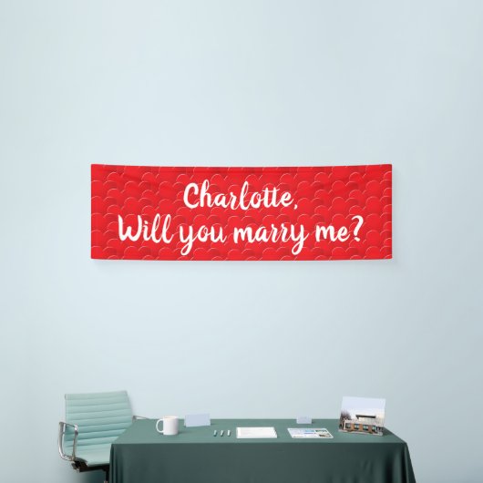 結婚してくれないか赤いハートカスタム案 横断幕 (トレードショー)