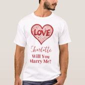 結婚してくれないか | Red Loveのハート提案 Tシャツ (正面)