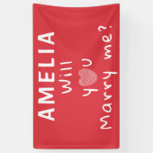 結婚してくれるかハートレッドロマンチック 横断幕 (縦)