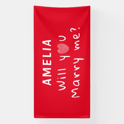 結婚してくれるかハートレッドロマンチック 横断幕 (縦)