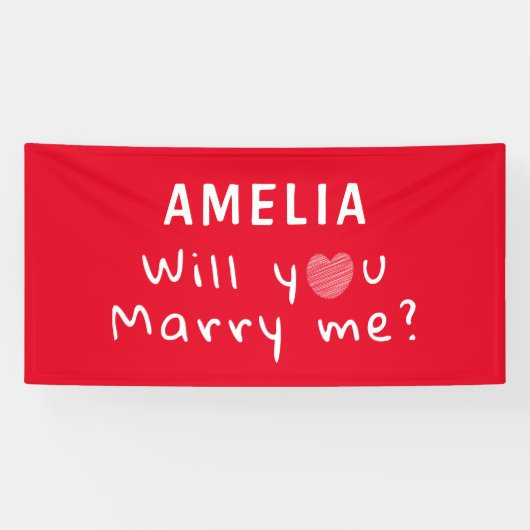 結婚してくれるかハートレッドロマンチック 横断幕 (横)