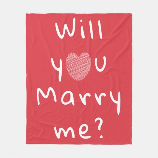 結婚してくれるか赤いハートの提案は逃げる フリースブランケット (正面)