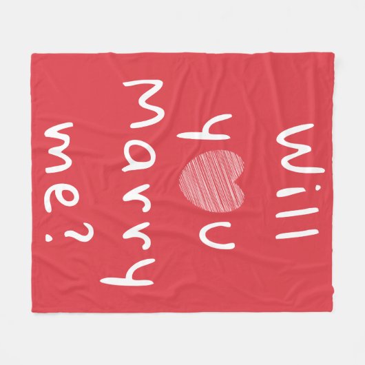 結婚してくれるか赤いハートの提案は逃げる フリースブランケット (正面(横))