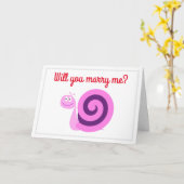 「結婚してくれるか?」 +ハッピーピンクとパープルスネイル カード (黄色い花)