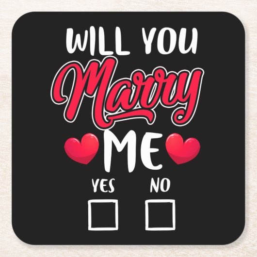 結婚してくれるか？バレンタインデー スクエアペーパーコースター (正面)