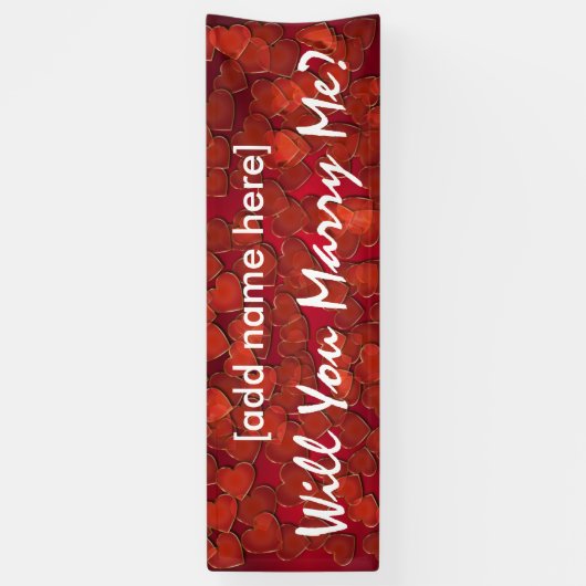 結婚してくれる？ハート旗 横断幕 (縦)