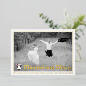 結婚してクリスマスおめでとう 写真ゴールド 箔シーズンカード (立ち正面)