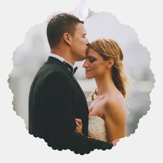 結婚してメリーウェディング写真赤ありがとう オーナメントカード (裏面)