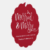 結婚してメリーウェディング写真赤ありがとう オーナメントカード (右)