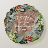 結婚して初めてのクリスマス　夫婦の写真 ラウンドクッション (裏面)