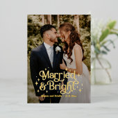 結婚して幸せいっぱいのリアルホイル新婚ホリデーカード 箔シーズンカード (立ち正面)