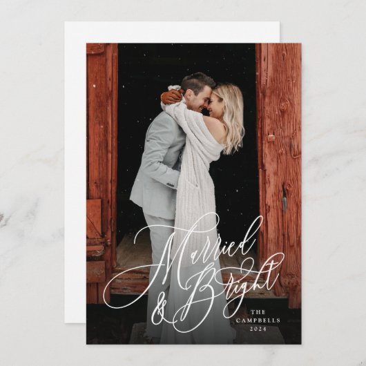 結婚して幸せいっぱいの新婚カップル シーズンカード (正面/裏面)