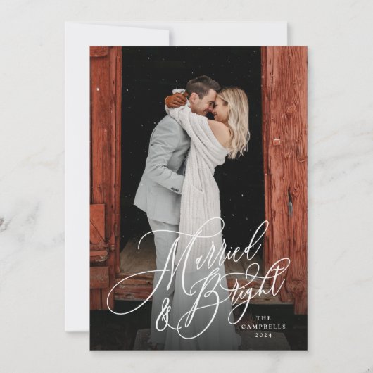 結婚して幸せいっぱいの新婚グリーン シーズンカード (正面)