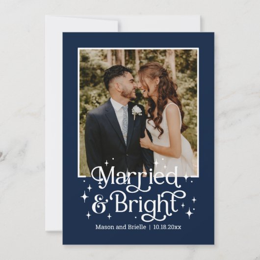 結婚して幸せいっぱいの新婚ホリデー写真カード シーズンカード (正面)