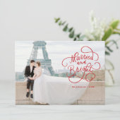 結婚して幸せいっぱいの新婚夫婦のためのホリデーカード シーズンカード (スタンド正面)