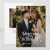 結婚して幸せいっぱいの新婚夫婦のためのホリデー写真カード シーズンカード (正面/裏面)