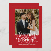 結婚して幸せいっぱいの新婚夫婦のためのホリデー写真カード シーズンカード (正面/裏面)