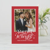 結婚して幸せいっぱいの新婚夫婦のためのホリデー写真カード シーズンカード (スタンド正面)