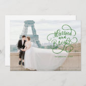 結婚して幸せいっぱいの新婚夫婦のホリデーカード シーズンカード (正面/裏面)