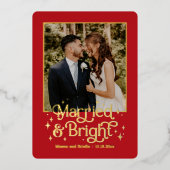 結婚して幸せいっぱいの 新婚ホリデーカード 箔シーズンカード (正面)