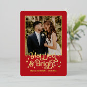 結婚して幸せいっぱいの 新婚ホリデーカード 箔シーズンカード (立ち正面)