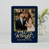 結婚して幸せいっぱいの 新婚ホリデーカード 箔シーズンカード (立ち正面)