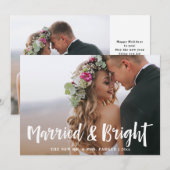 結婚して幸せいっぱい | 手描きスクリプト 2 枚の写真 シーズンカード (正面/裏面)