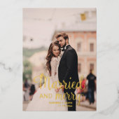 結婚して幸せなウェディングフォトありがとう 箔シーズンカード (正面)