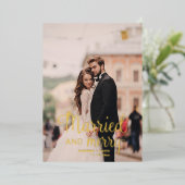 結婚して幸せなウェディングフォトありがとう 箔シーズンカード (立ち正面)