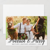 結婚して幸せなウェディングフォトクリスマスカード 招待状 (正面/裏面)