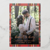 結婚して幸せなウェディングフォト ローズゴールド 箔シーズンカード (正面)