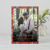 結婚して幸せなウェディングフォト ローズゴールド 箔シーズンカード (立ち正面)