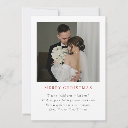 結婚して幸せなクリスマスのお辞儀アーチ写真 シーズンカード (裏面)