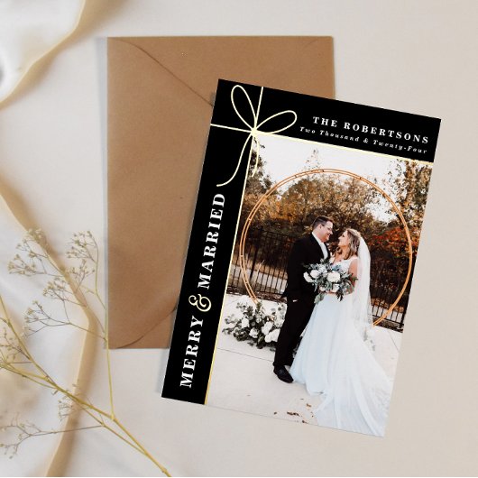 結婚して幸せなクリスマス 結婚式の感謝を伝える 箔シーズンカード