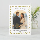  結婚して幸せなファーストクリスマス写真  シーズンカード (スタンド正面)