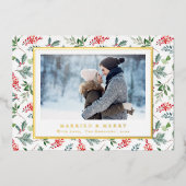 結婚して幸せなホリデーカード 箔シーズンカード (正面)