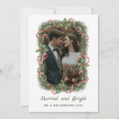結婚して幸せな写真のクリスマスカード シーズンカード (正面)
