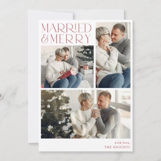 結婚して幸せな写真コラージュ シーズンカード (正面)