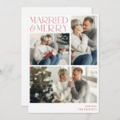 結婚して幸せな写真コラージュ シーズンカード (正面/裏面)