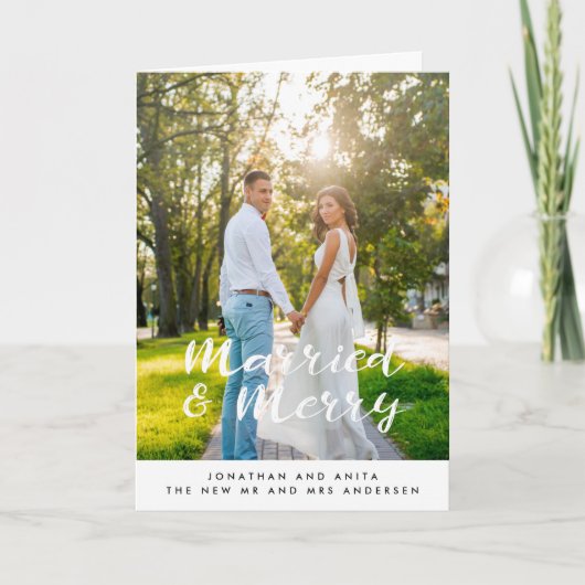 結婚して幸せな手書きの結婚式 シーズンカード (正面)