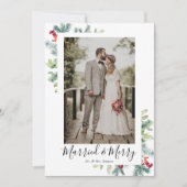 結婚して幸せな新婚のホリデー写真カード シーズンカード (正面)