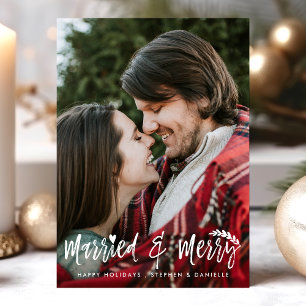 結婚して幸せな新婚カップルのクリスマス写真 シーズンカード