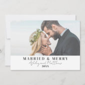 結婚して幸せな新婚クリスマス写真 シーズンカード (正面)