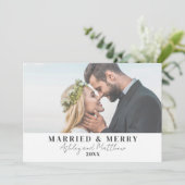 結婚して幸せな新婚クリスマス写真 シーズンカード (スタンド正面)