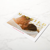 結婚して幸せな新婚写真 クリスマス ゴールド 箔シーズンカード (回転した状態)