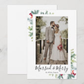 結婚して幸せな新婚夫婦のホリデー写真カード シーズンカード (正面/裏面)