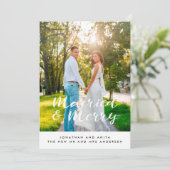 結婚して幸せな新婚夫婦のホリデー写真カード シーズンカード (スタンド正面)