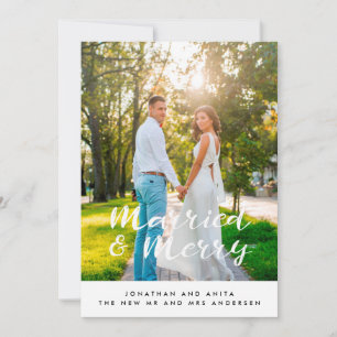 結婚して幸せな新婚夫婦のホリデー写真カード シーズンカード