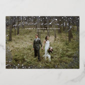 結婚して幸せな新婚生活とウェディング 箔シーズンカード (正面)