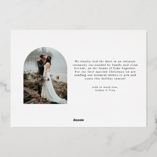 結婚して幸せな新婚生活とウェディング 箔シーズンカード (裏面)